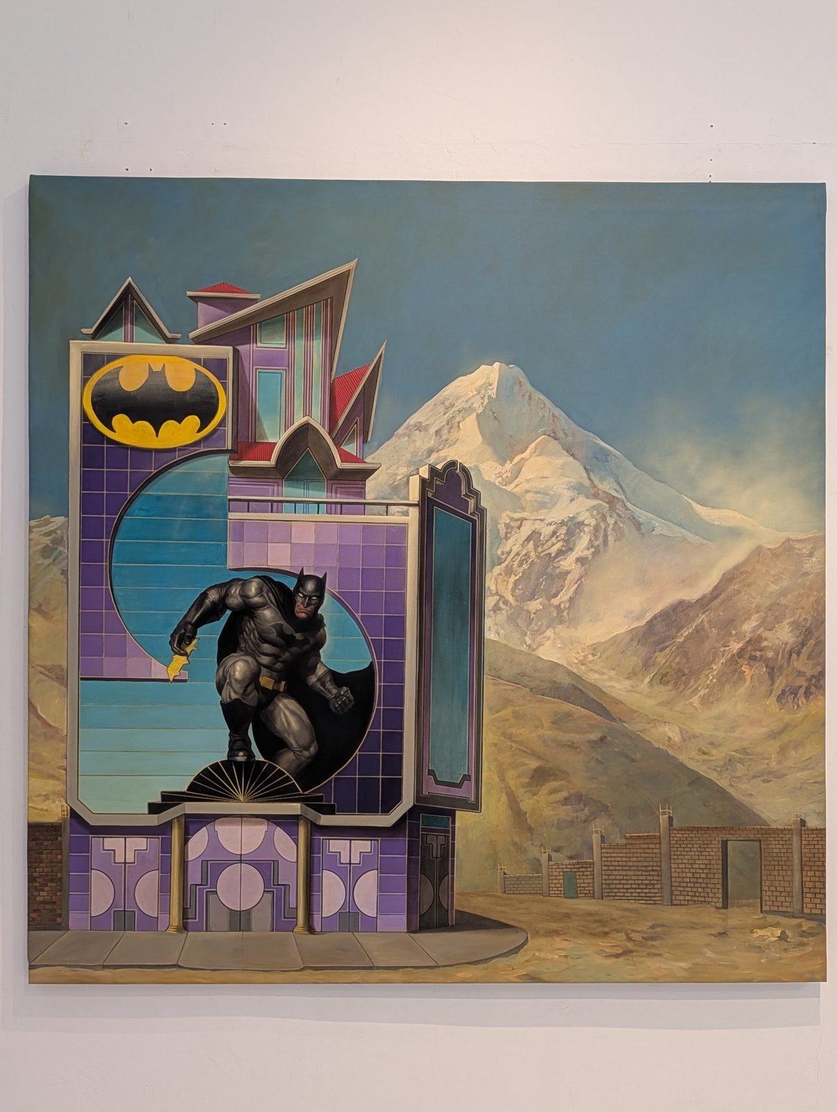 The Ugalde foundation. Batman, a high-rise, and Illimani in the same frame.