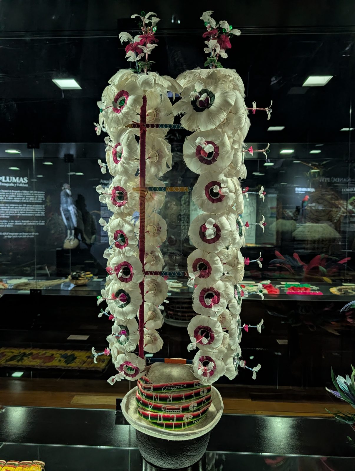 A dancer's headpiece, a meter tall.