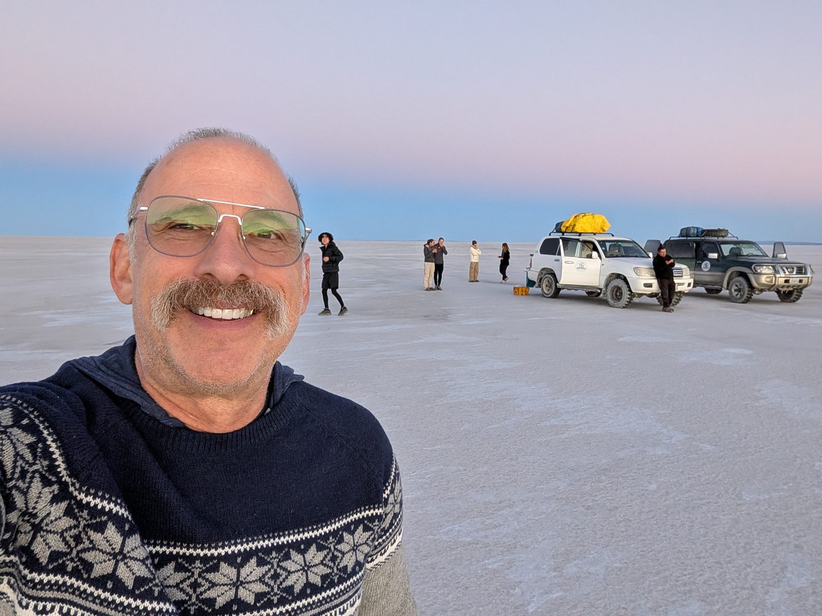 Sunset on the salt. Sweater on; it dropped below freezing an hour later.