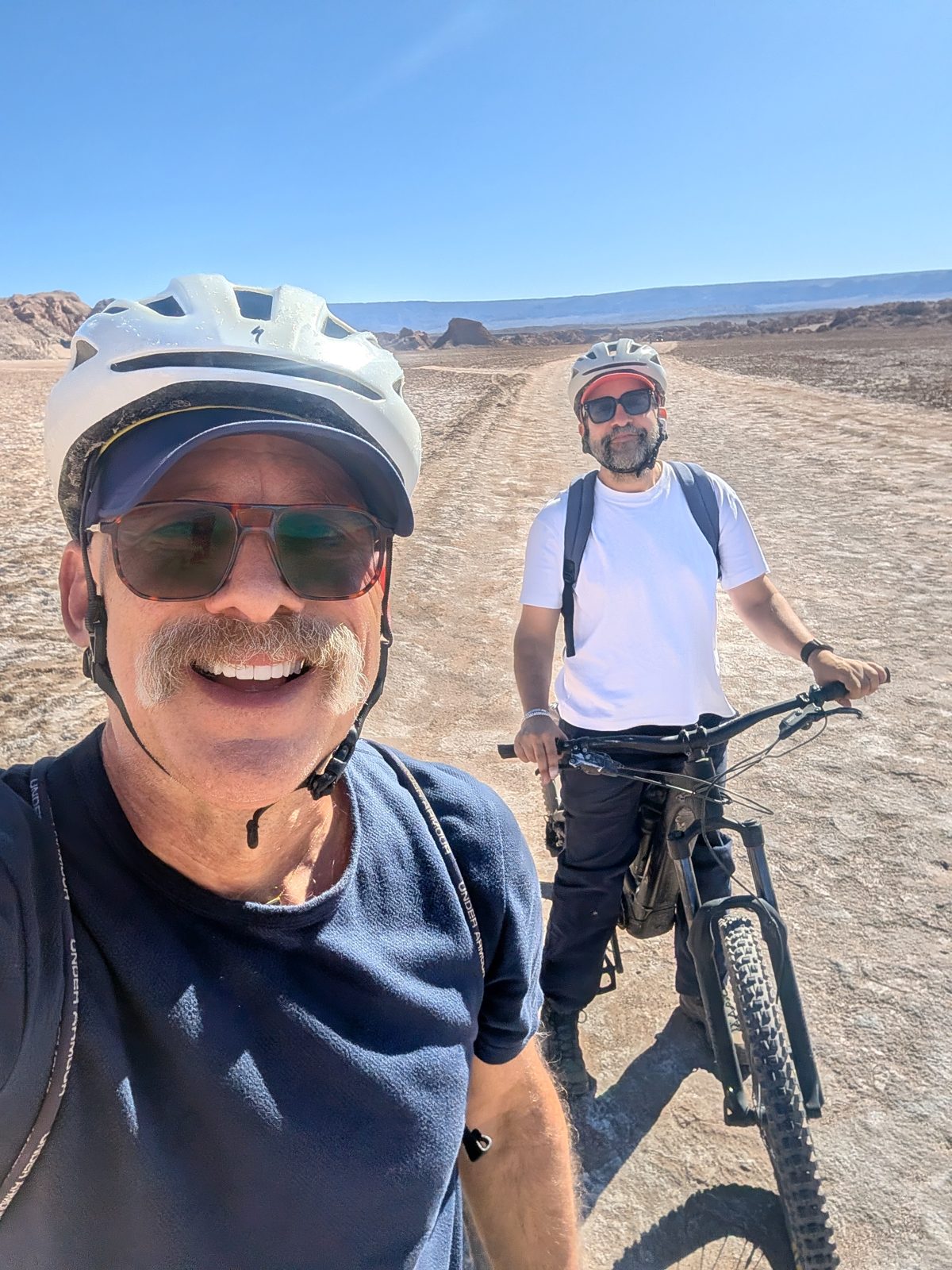 Mountain bikes back toward town. Juan had the better bike.
