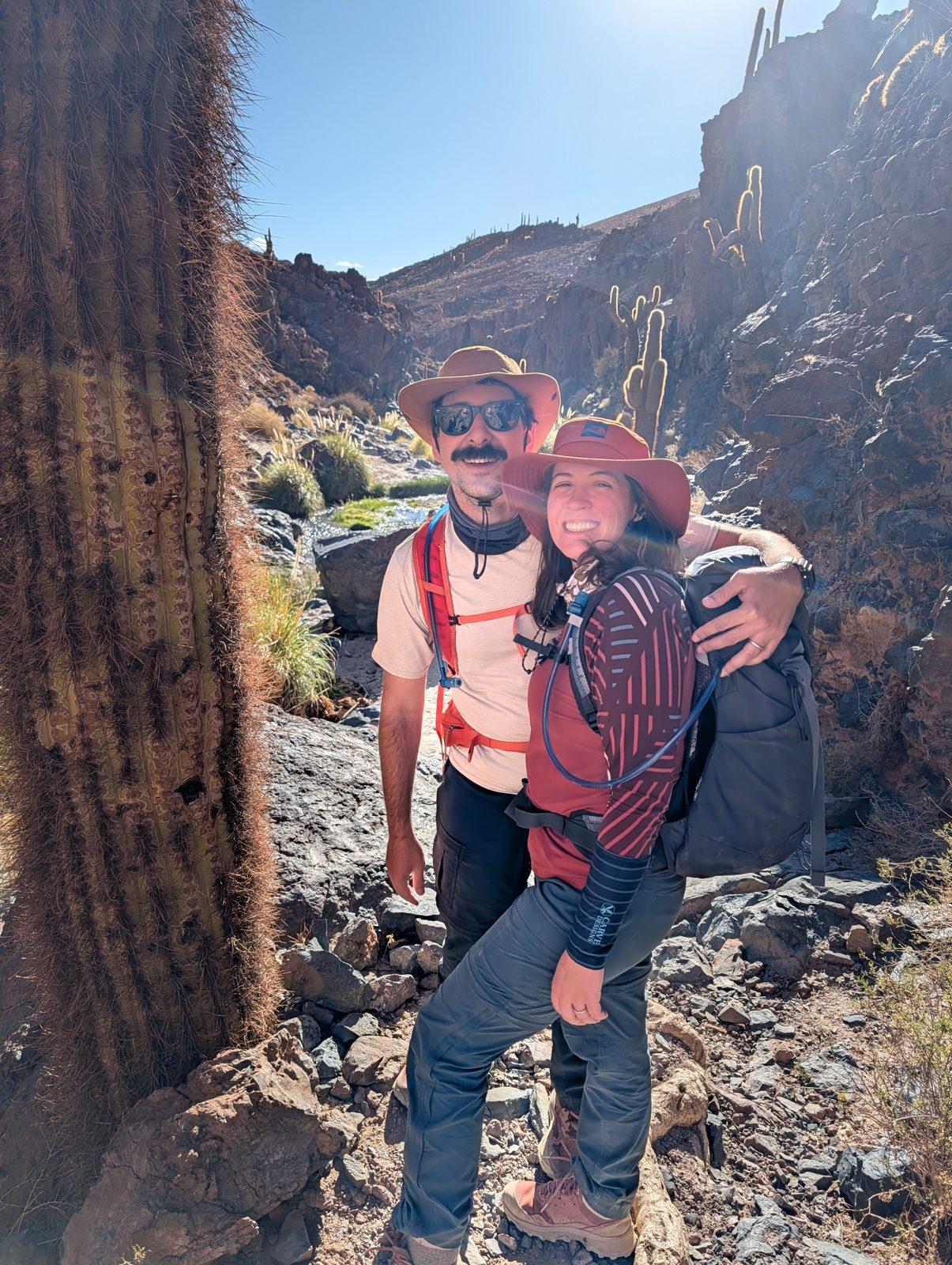 Juan and Luna among the cardones, before the river.