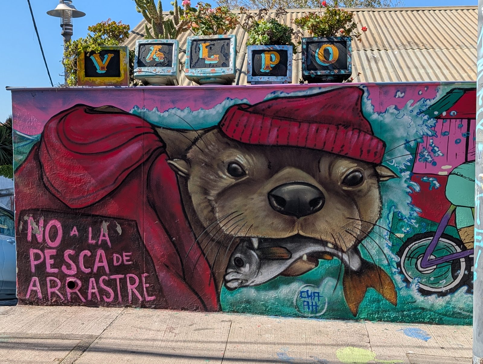 “No to trawling,” says the otter.