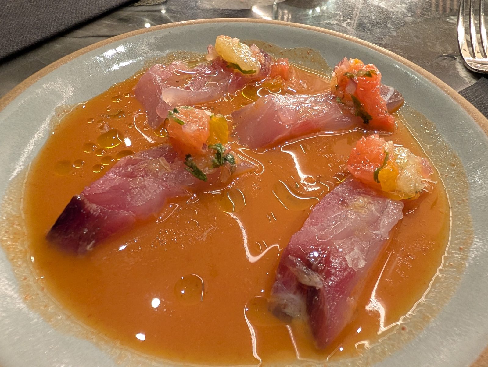 Ambrosía Bistró, the next night. The raw fish again, in a different sauce.
