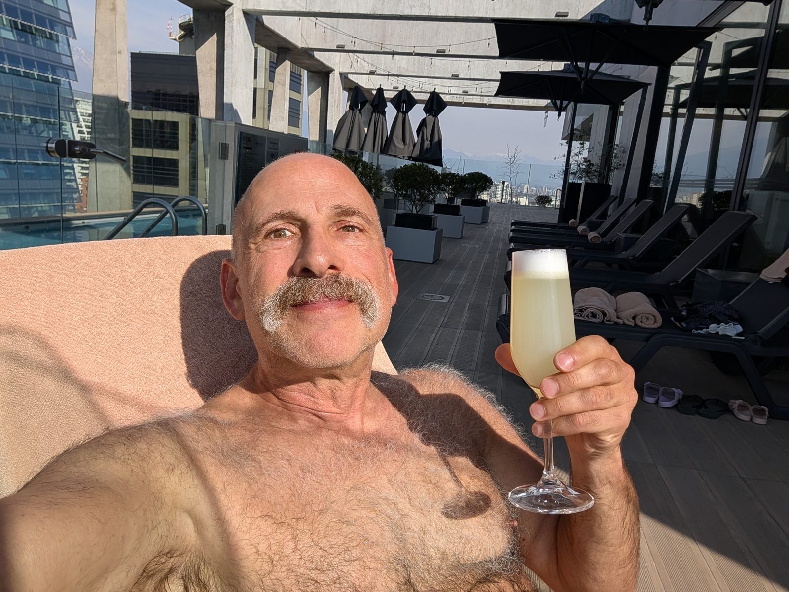 The rooftop pool, a pisco sour, and the end of the trip.