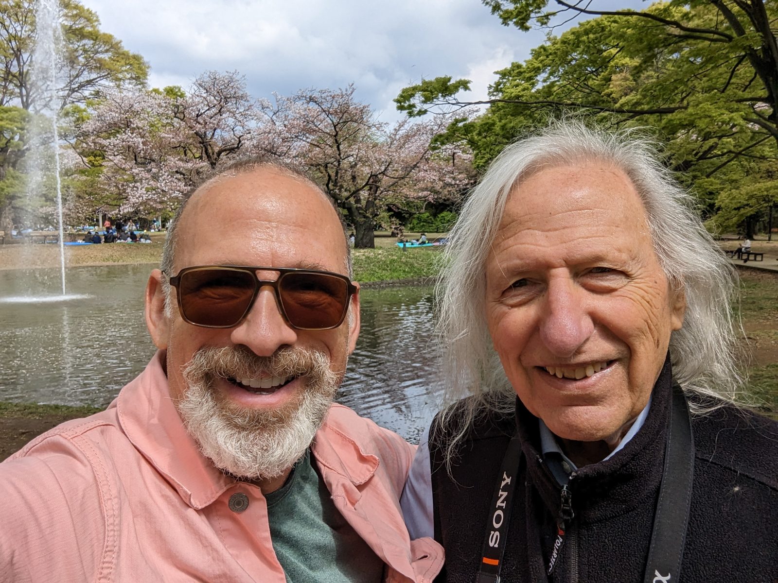 Billy and Stanley, by the fountain.