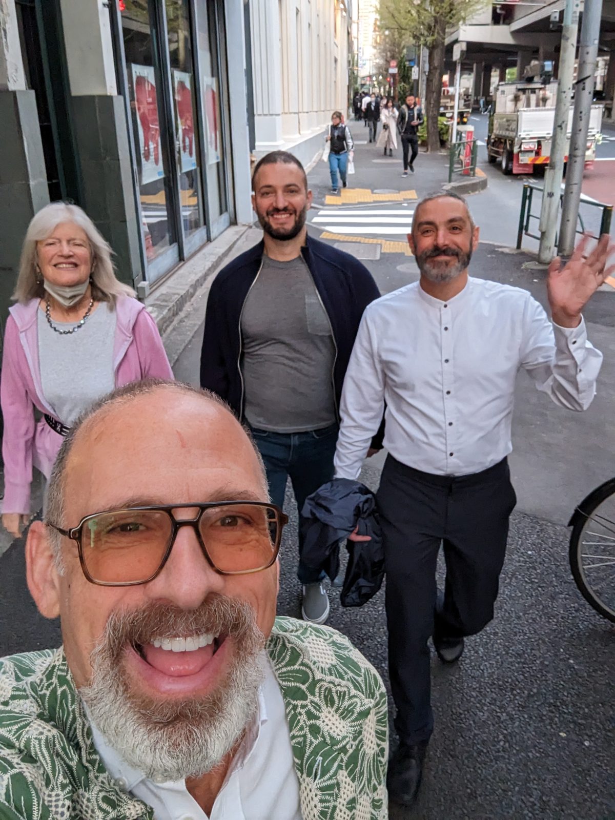 Chris, Ari and Marcio, walking to dinner through Nishi-Azabu.