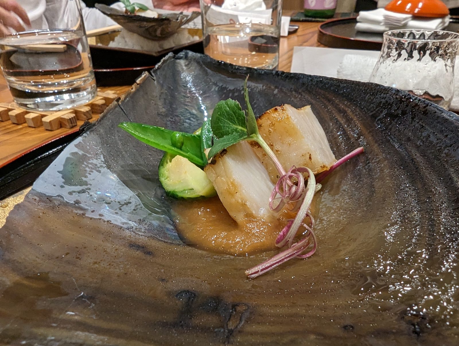 Fish on a stone plate.