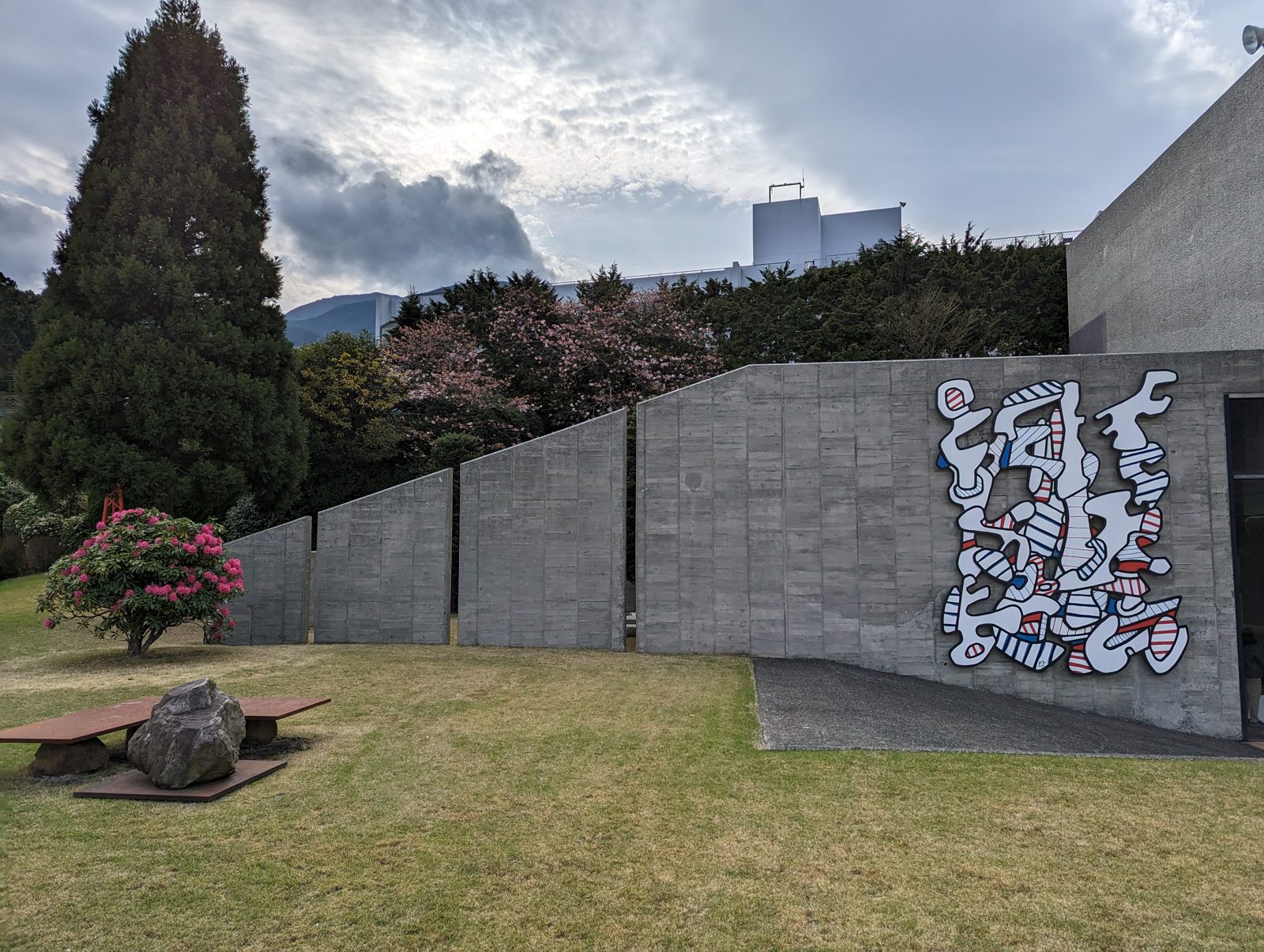 The Hakone Open-Air Museum. The Picasso pavilion is behind the wall.