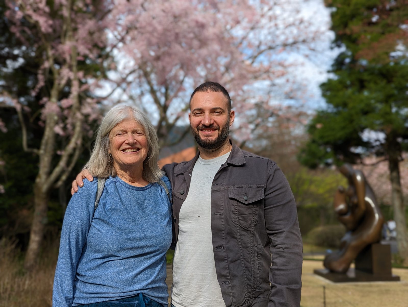 Chris and Ari under the blossoms.