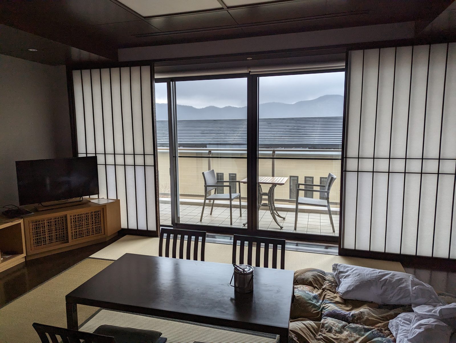 The room at the Hyatt Regency Hakone, Japanese style.